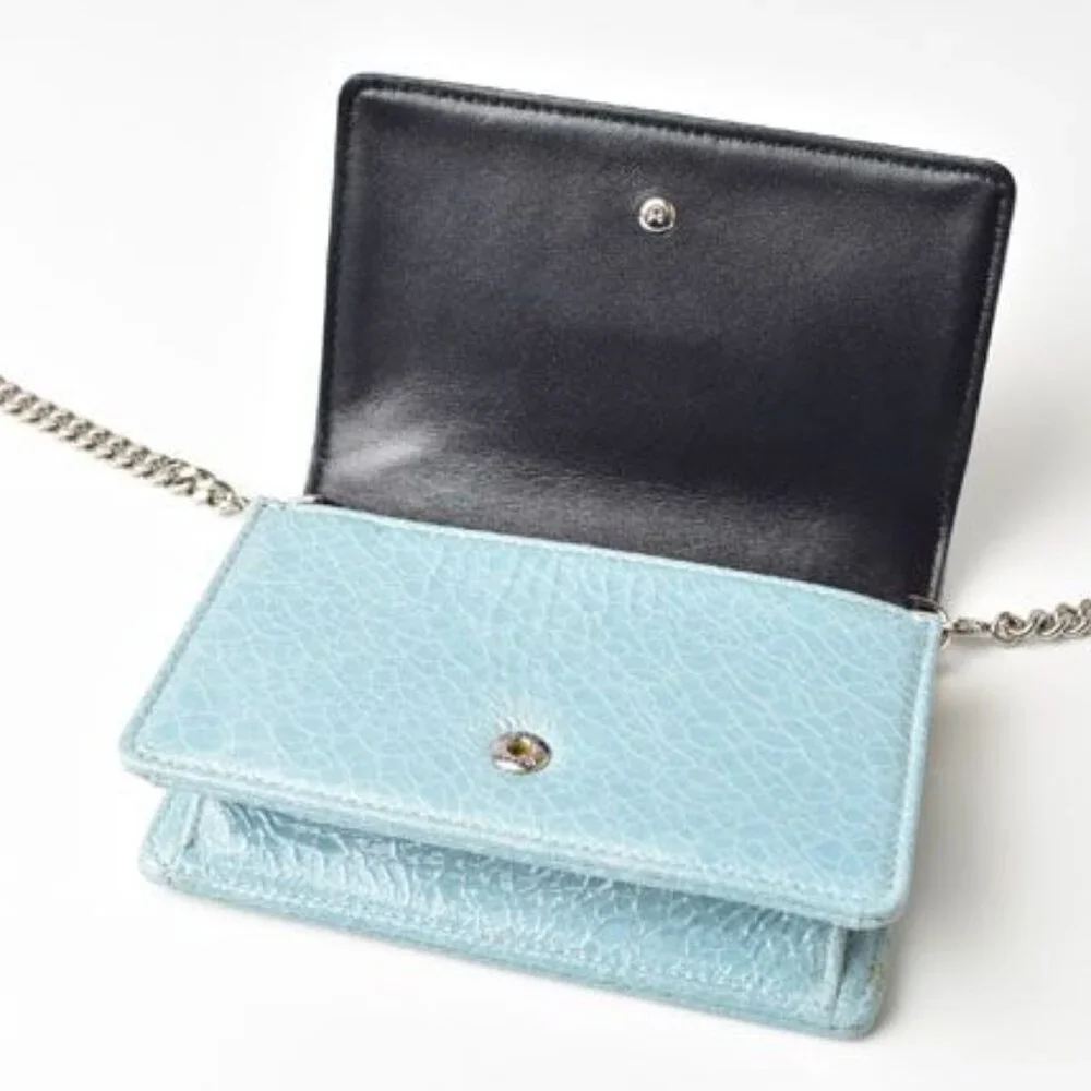 Christian Dior Chain Pouch Chain Mini Wallet Patent Leather